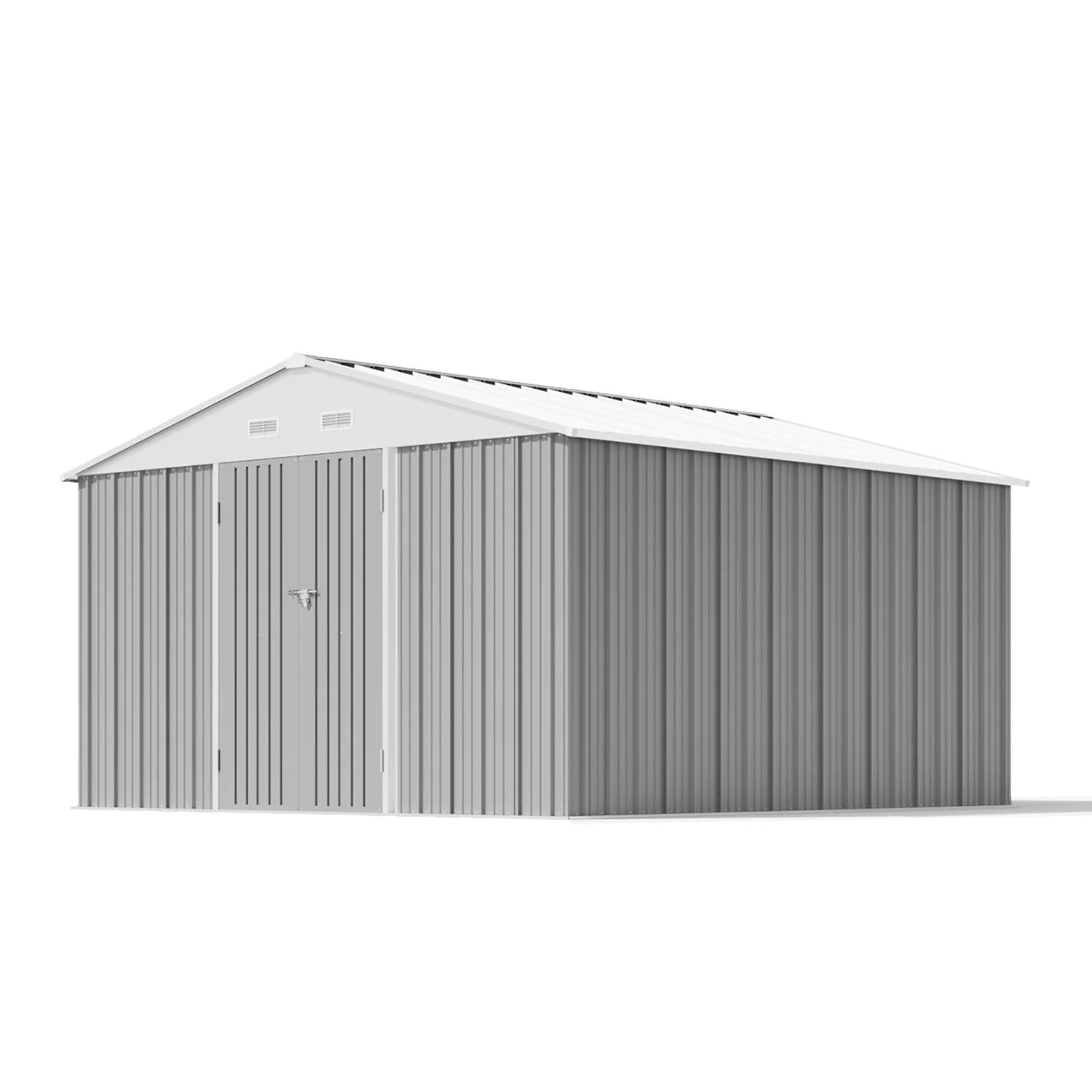 Gray metal shed with weather resistance