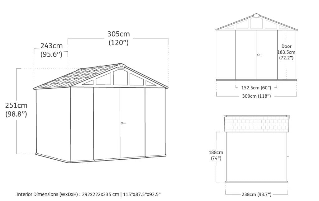 Keter Stronghold 10x8 Storage Shed - Oak Brown