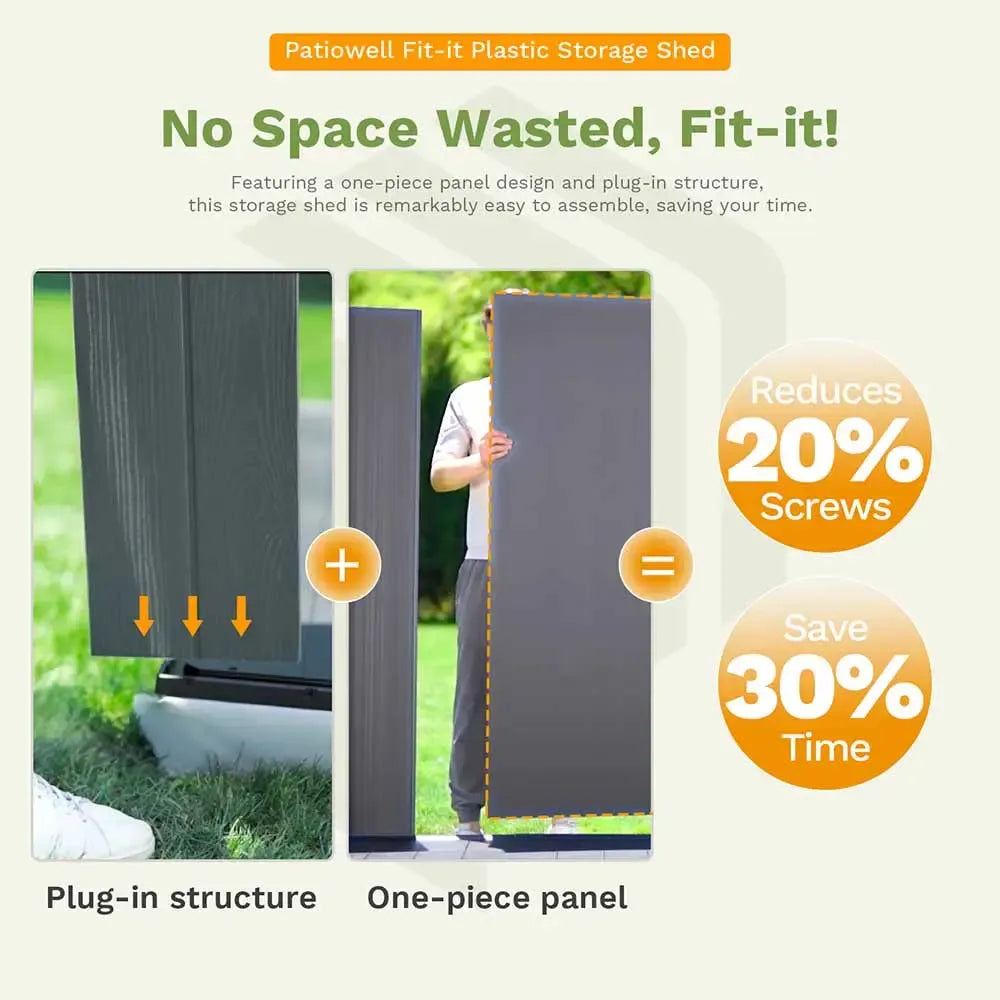 Patiowell 4x4 Plastic Storage Garden Shed, Gray White