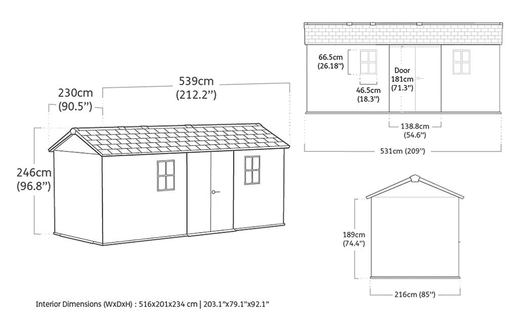 Keter Newton Plus 7.5x17 Storage Shed - Graphite