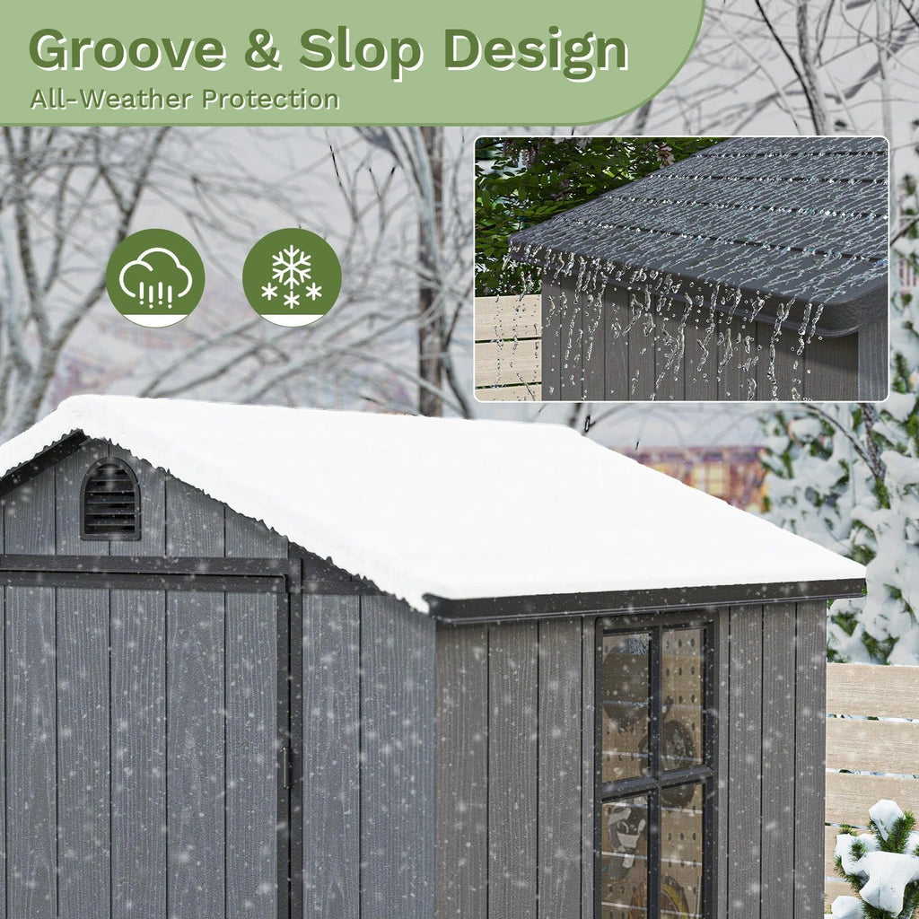 Patiowell Fit-it 4x4 Plastic Storage Garden Shed, Dark Gray