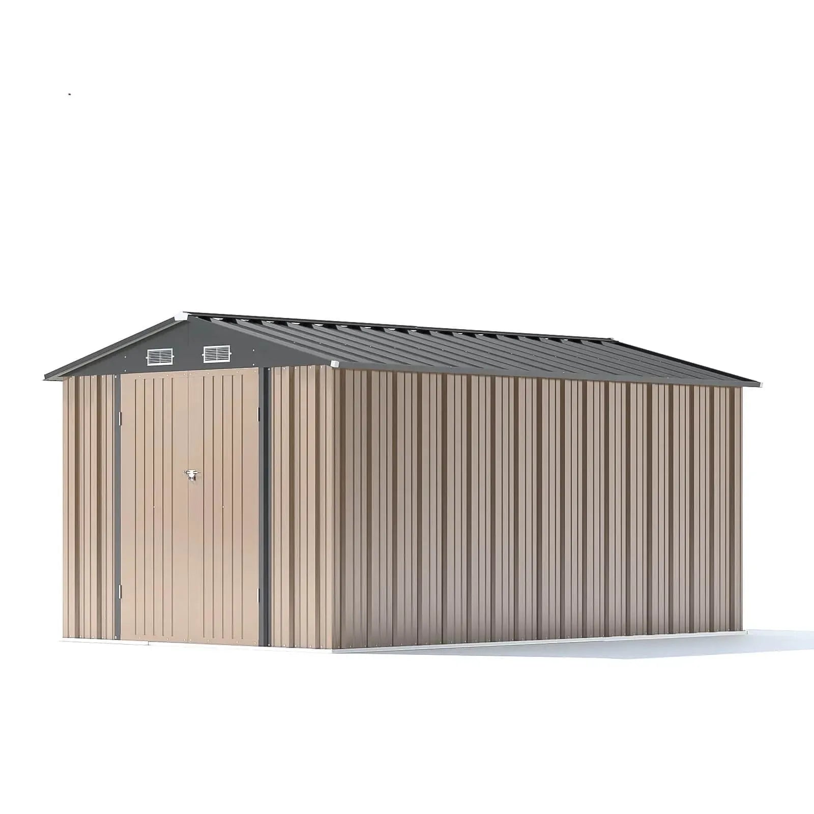 Patiowell 10x8 Metal Shed with Weather Resistance, Brown