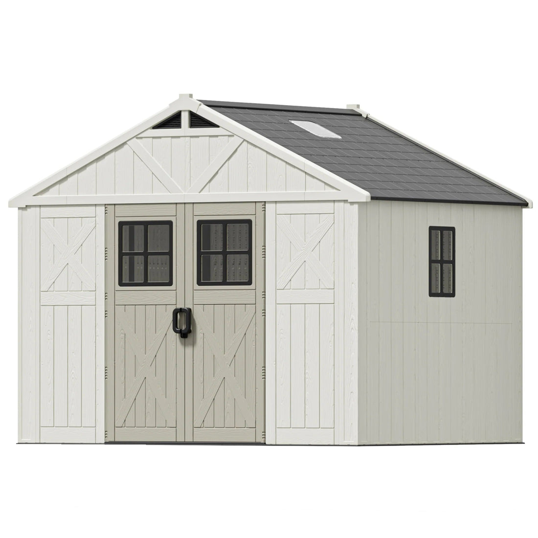 10x8 FT Kick-it Plastic Storage Shed with Skylight &amp; Windows