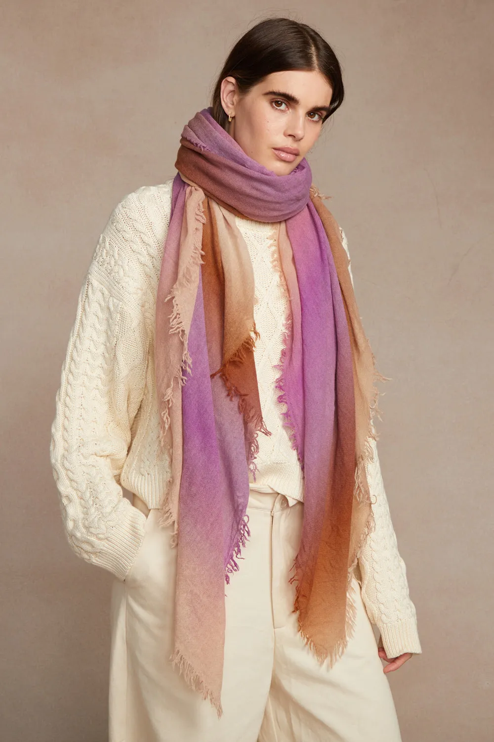 100% Cashmere Scarf Orchid Ombré