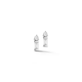 14K White Gold Baguette Diamond Stud Earrings