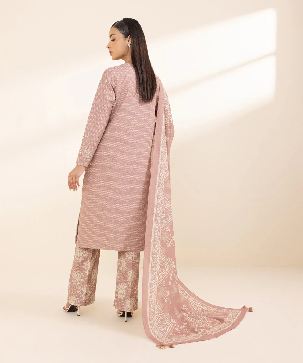 3 Piece - Embroidered Khaddar Suit