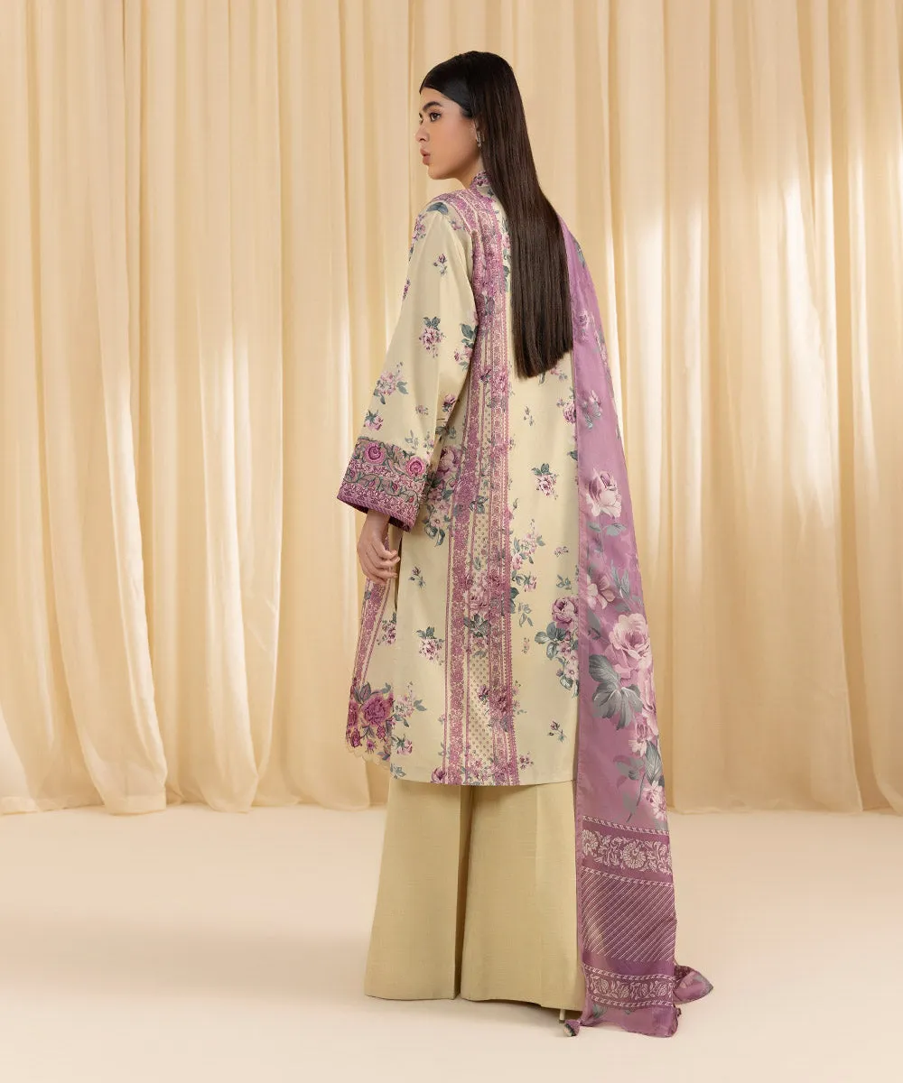 3 Piece -  Embroidered Silk Suit