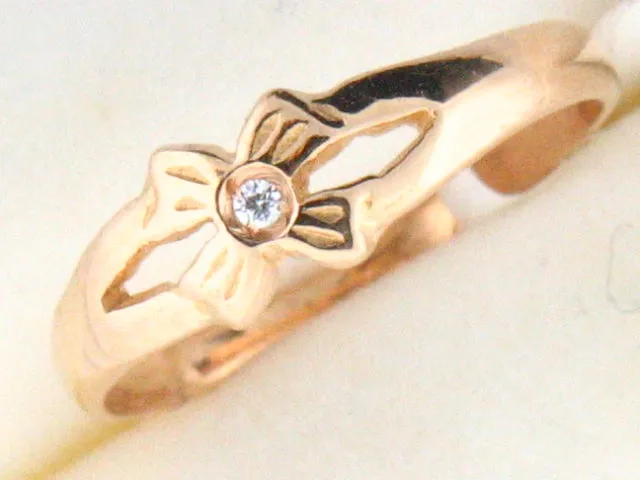 5999 - 19.2k Portug.Gold Flower Design C.Z. Kids Ring