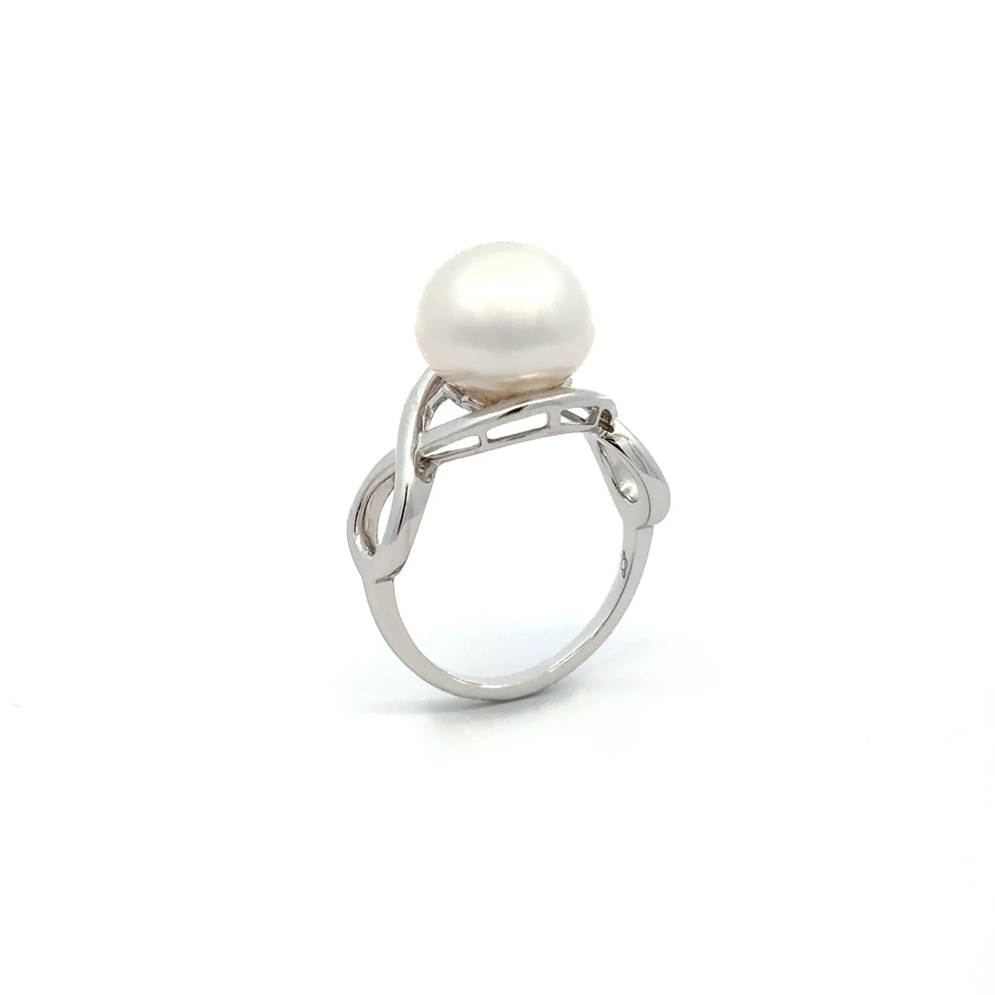 9K White Gold Australian South Sea 11-12mm Cultured Pearl Ring