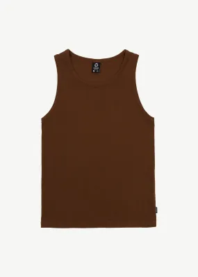 AFENDS Mens Paramount - Ribbed Singlet - Toffee