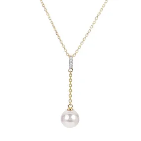 Akoya Pearl and Diamond "Y" Necklace