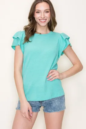 AMY RUFFLE SLEEVE TOP