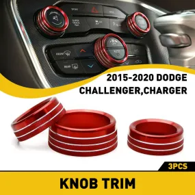 Audio & AC Switch Knob Ring Kit Set for 15-21 Dodge Challenger and Charger