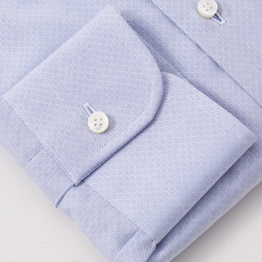 Barba Cotton Shirt in Blue Diamond Jacquard