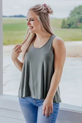 Basically Summer Racerback Tank in Sage