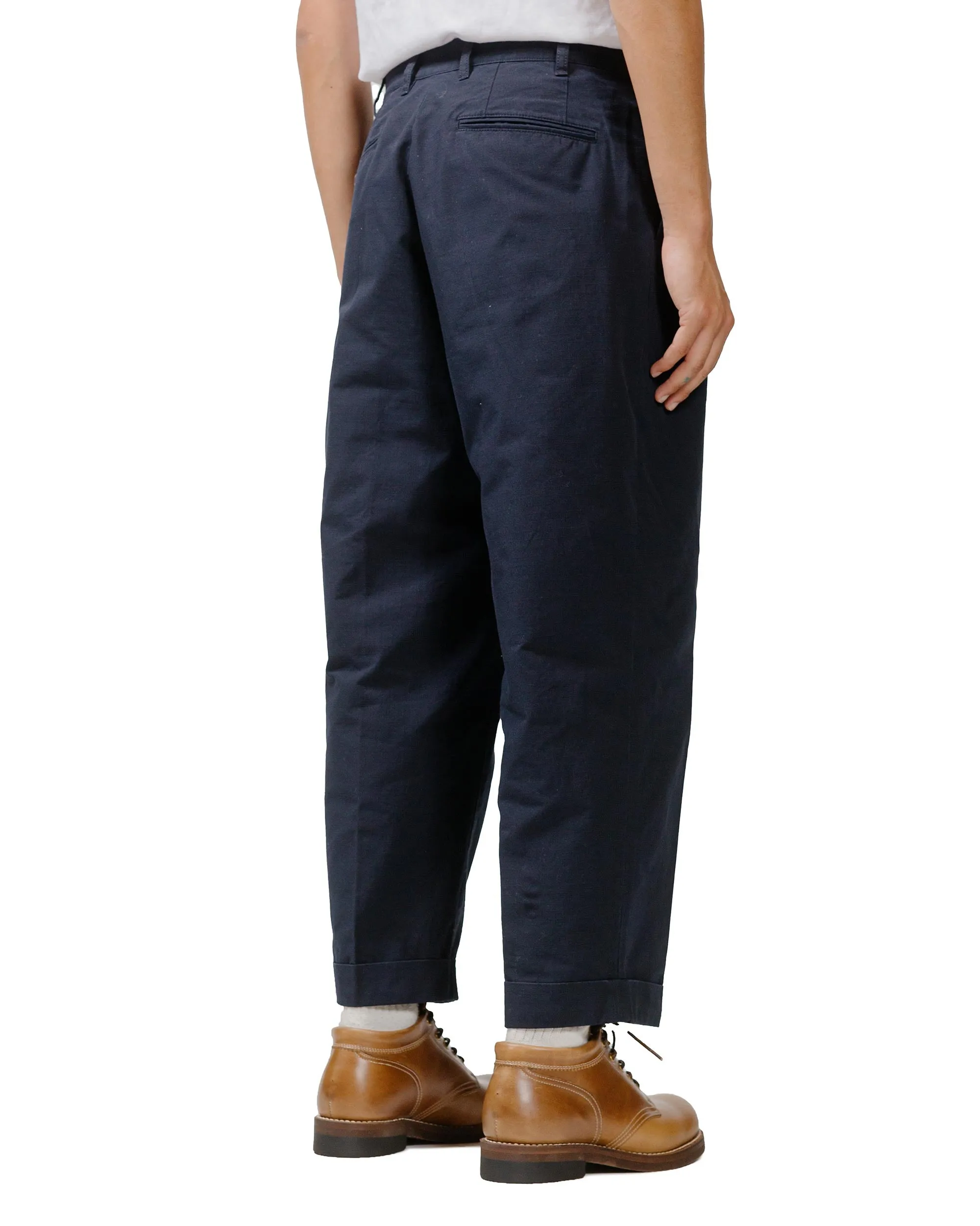 Beams Plus Lost & Found 2Pleats Cotton Ripstop Navy