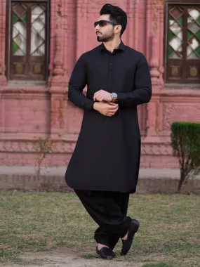 Black Blended Kameez Shalwar - ALWA-KS-185