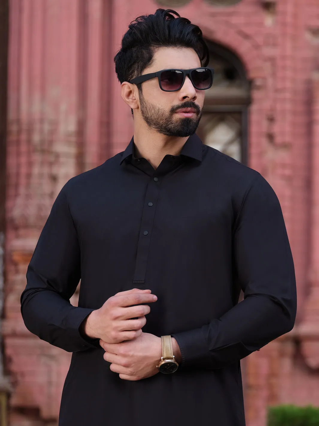 Black Blended Kameez Shalwar - ALWA-KS-185