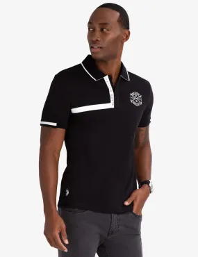 BLACK MALLET SLIM FIT ZIPPER POLO SHIRT