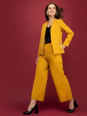 Blazer And Wide Legged Trousers Co-ord - Mustard