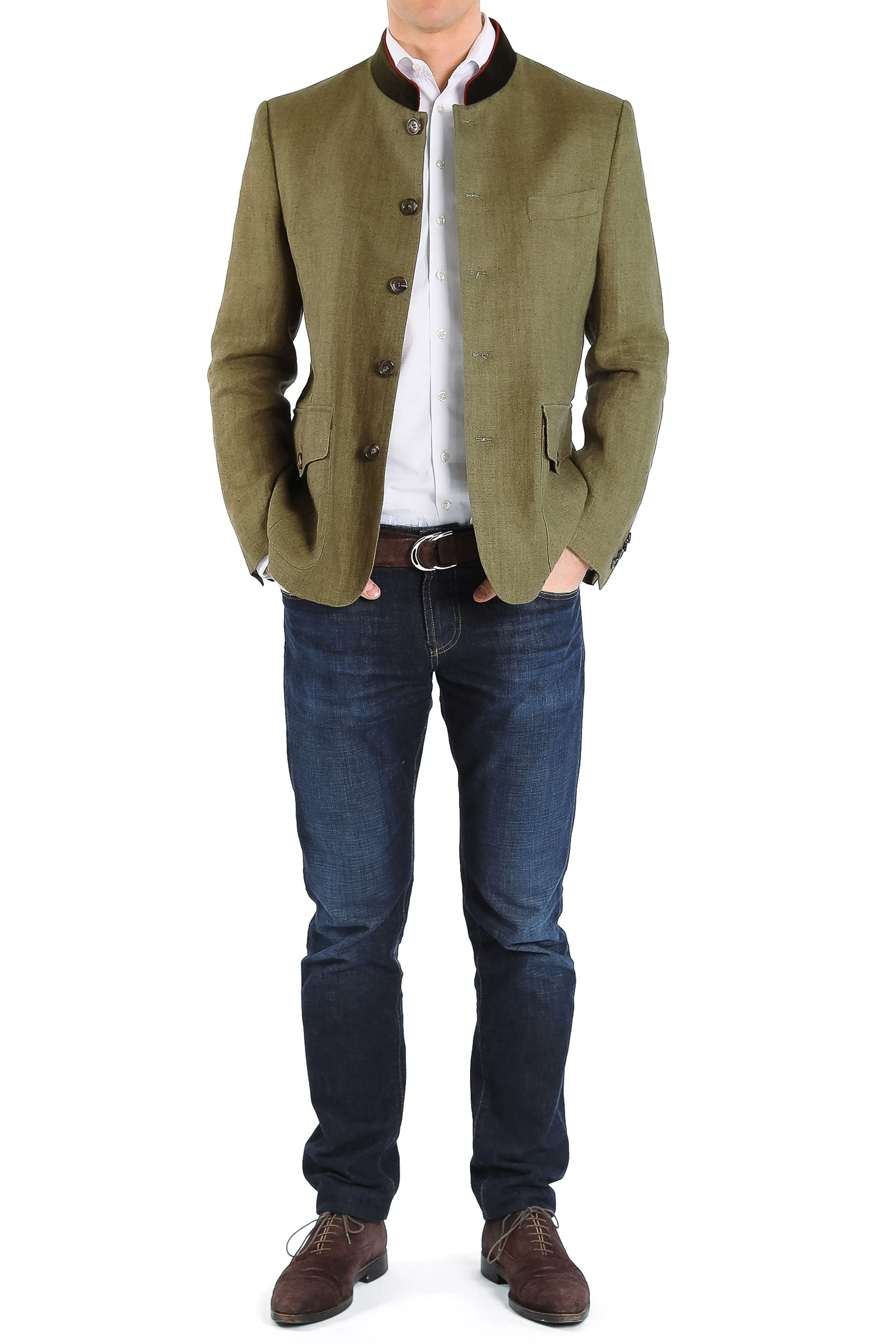 Blazer from antique-linen in khaki