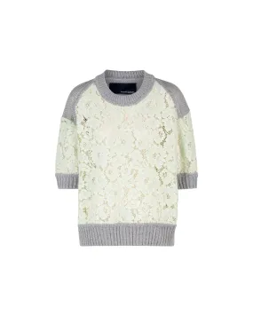 BOUSSOLE Lace Jacquard Short Sleeve Pullover