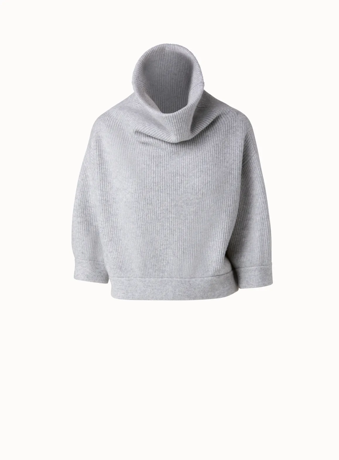 Boxy Ribbed Knit Cashmere Pullover