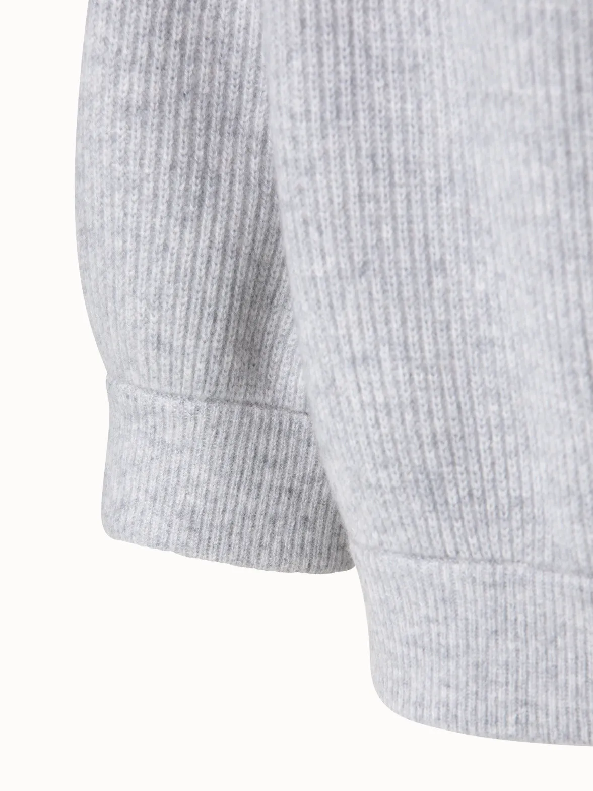 Boxy Ribbed Knit Cashmere Pullover