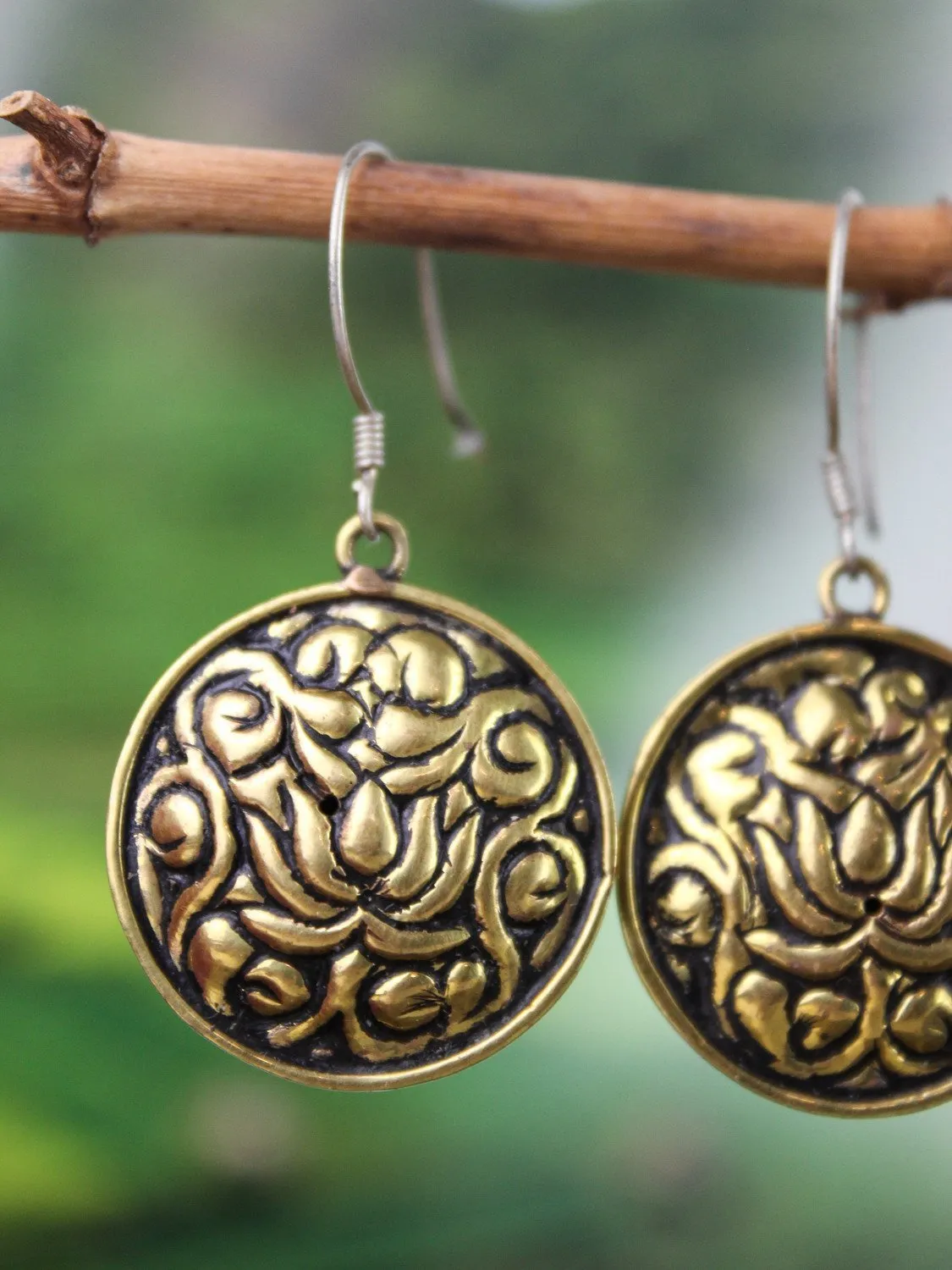 Brass Lotus Earrings