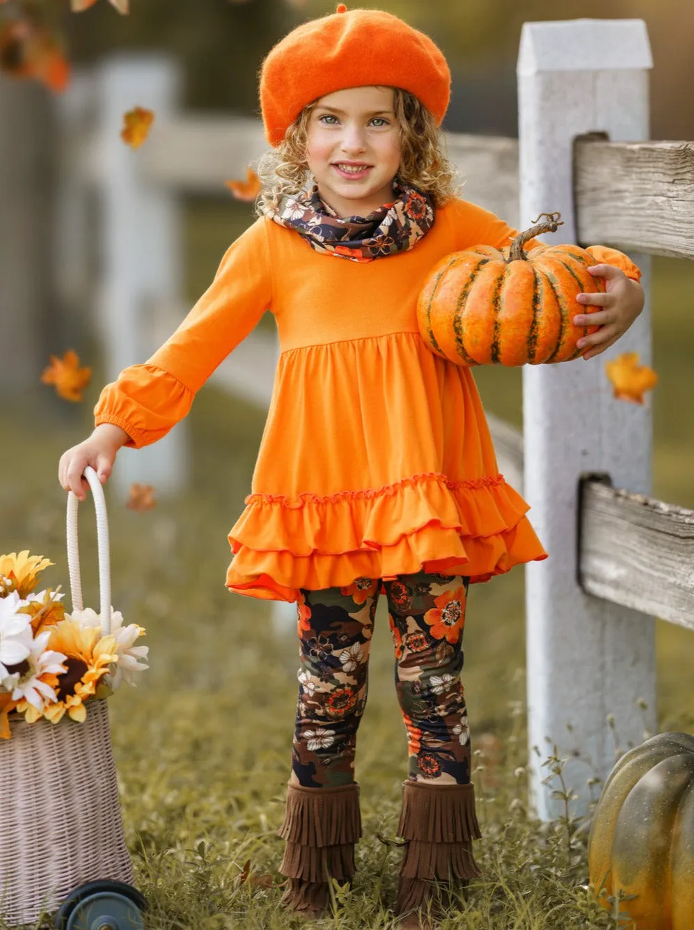 Camo Flower Tunic, Scarf and Legging Set