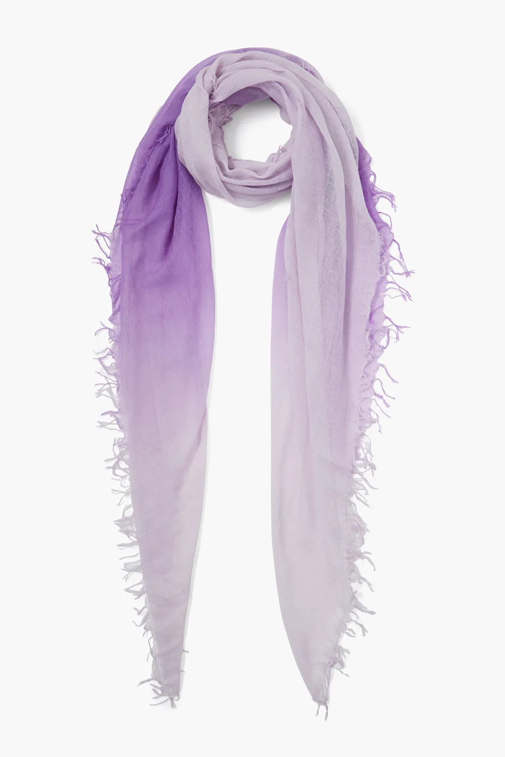 Cashmere and Silk Scarf Bellflower Dip Dyed