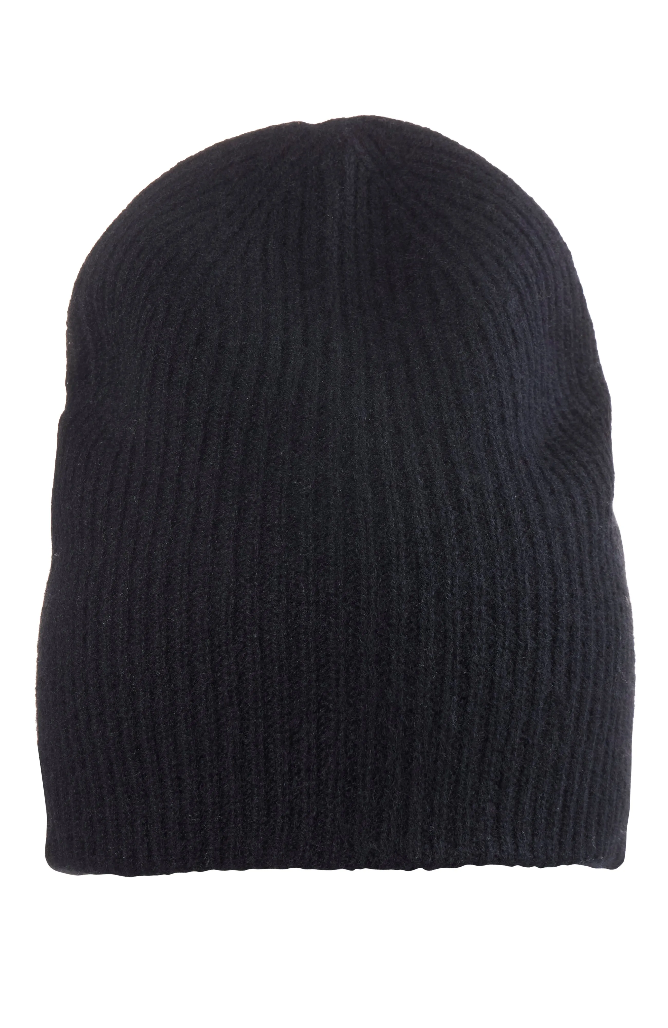 CASHMERE RIB KNIT DOUBLE LAYER SLOUCHY HAT