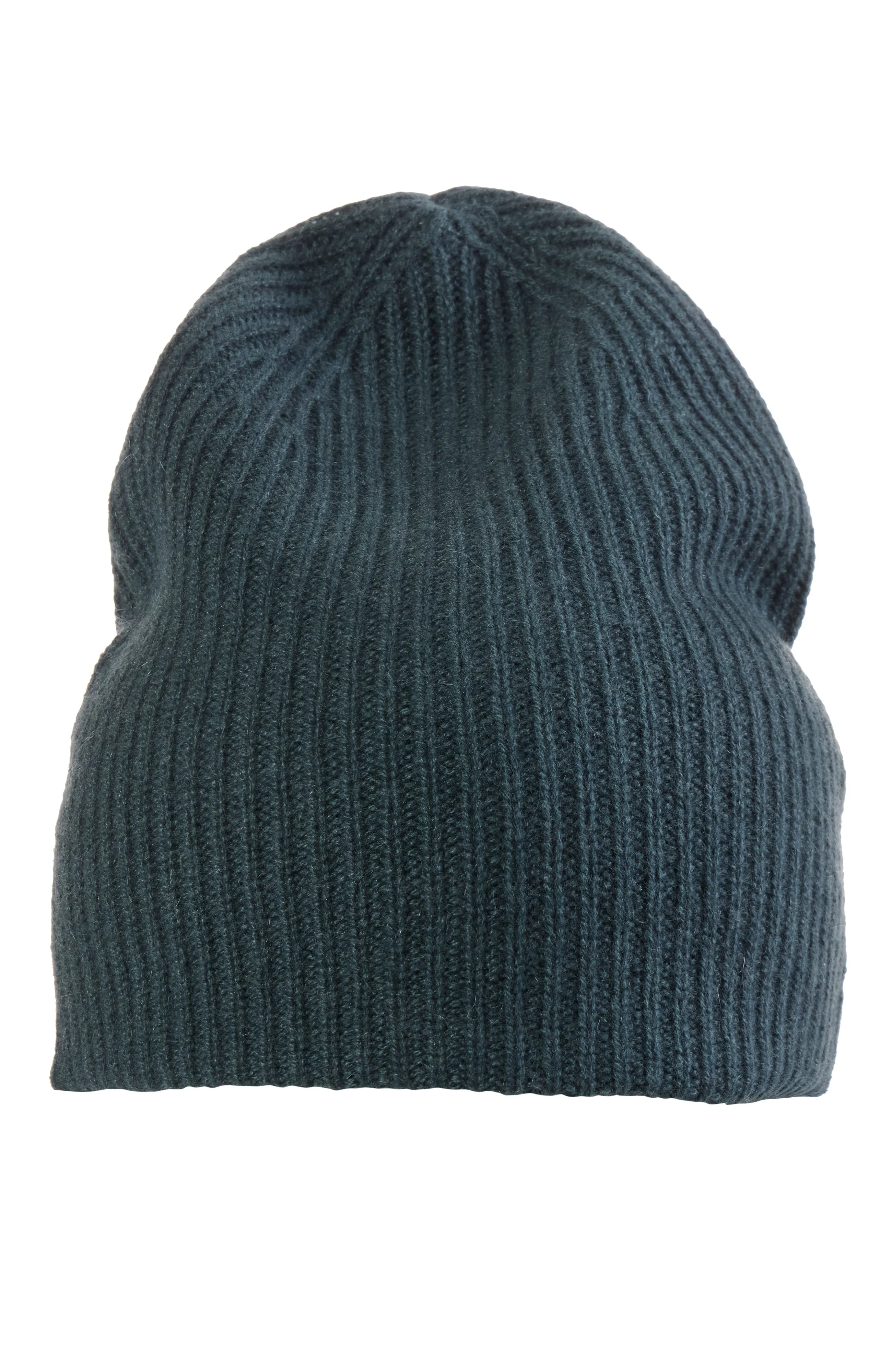 CASHMERE RIB KNIT DOUBLE LAYER SLOUCHY HAT