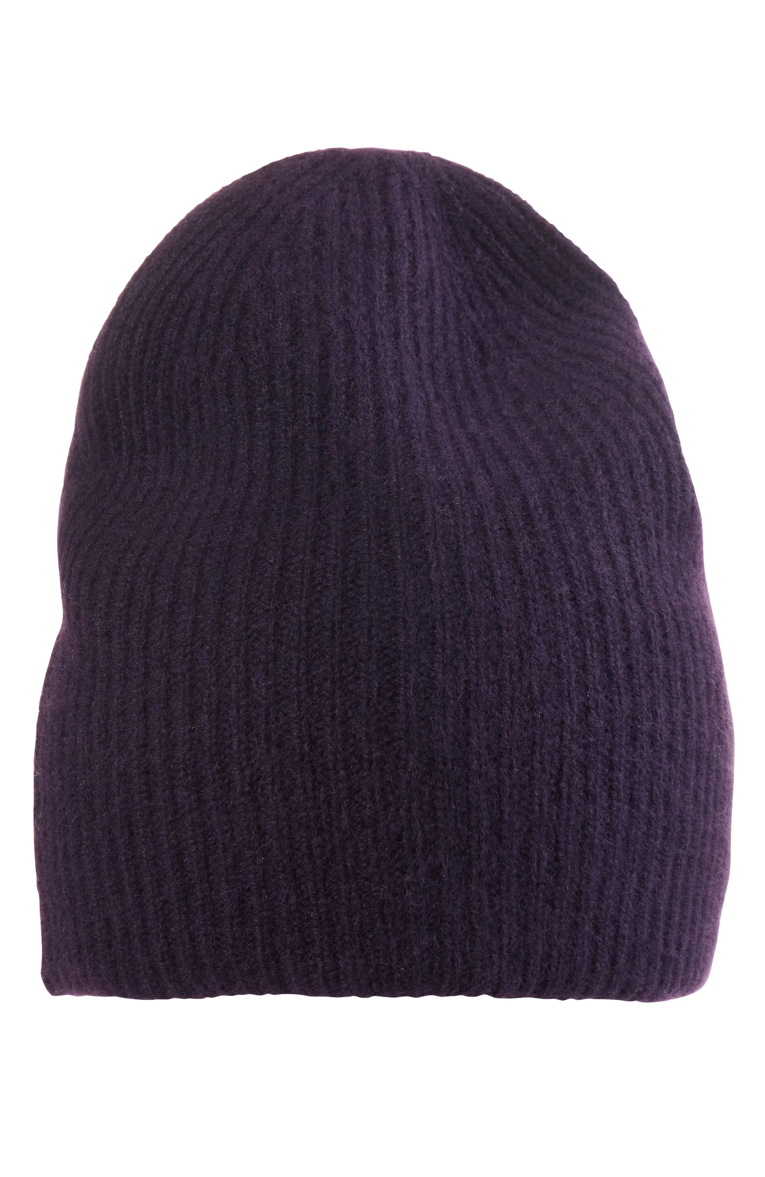 CASHMERE RIB KNIT DOUBLE LAYER SLOUCHY HAT