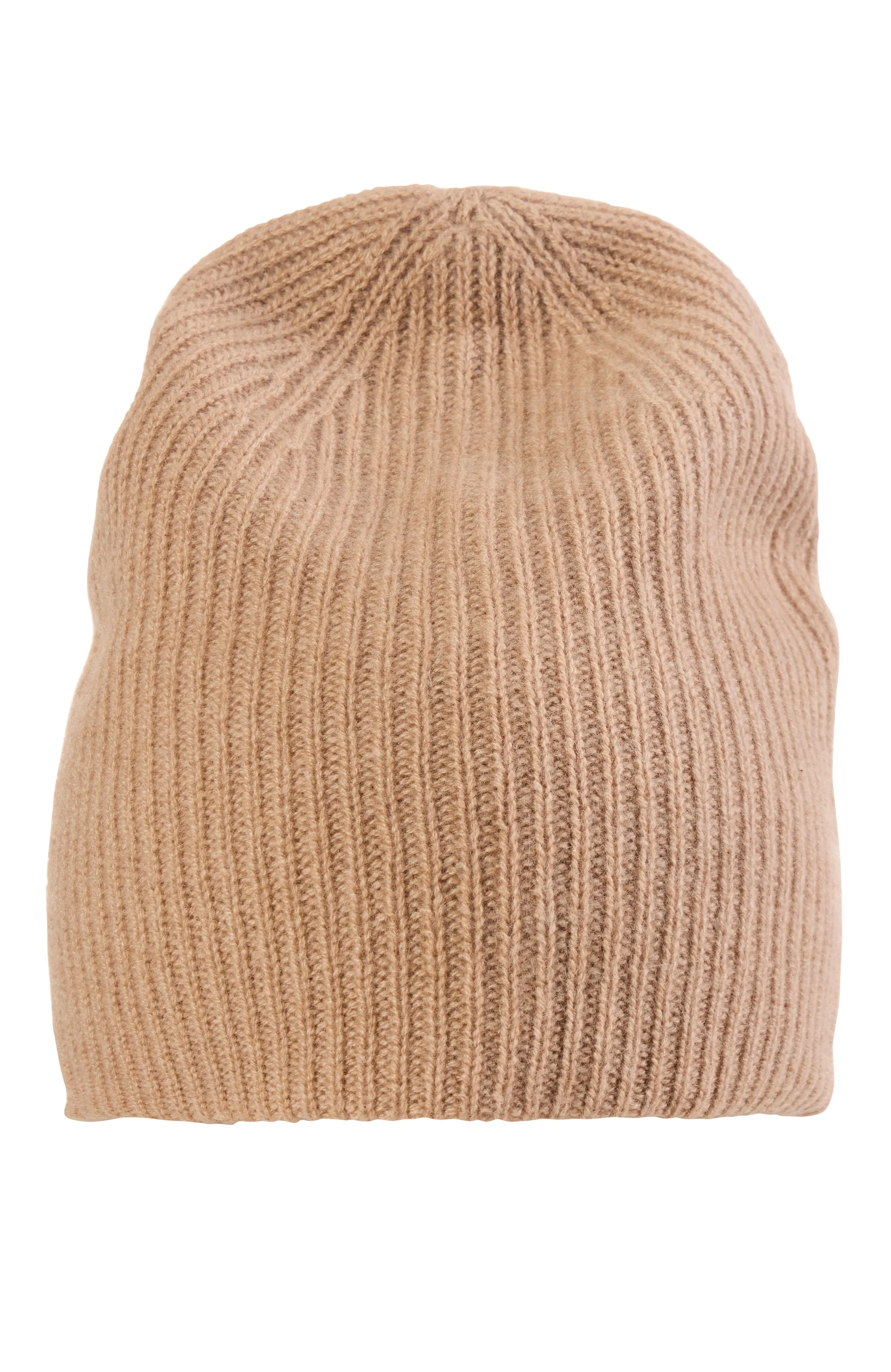 CASHMERE RIB KNIT DOUBLE LAYER SLOUCHY HAT