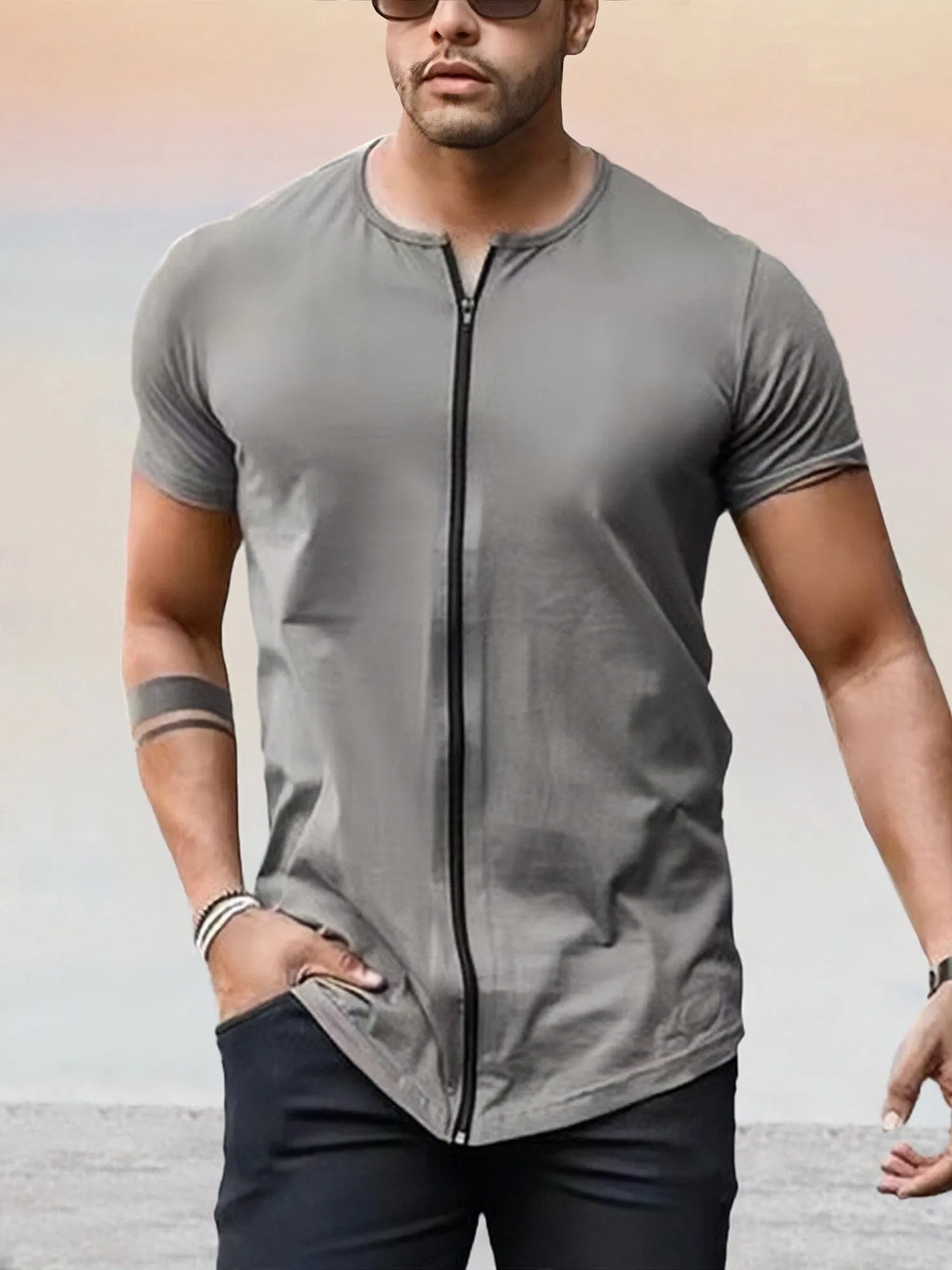 Casual Soft Zipper T-shirt