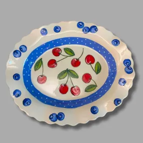 Cherry and Blue Berry Medium Oval Tray