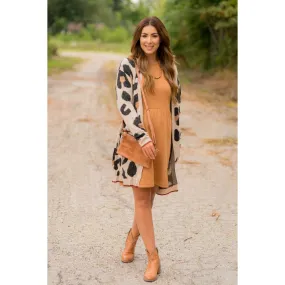 Cognac Trim Leopard Tunic Cardigan