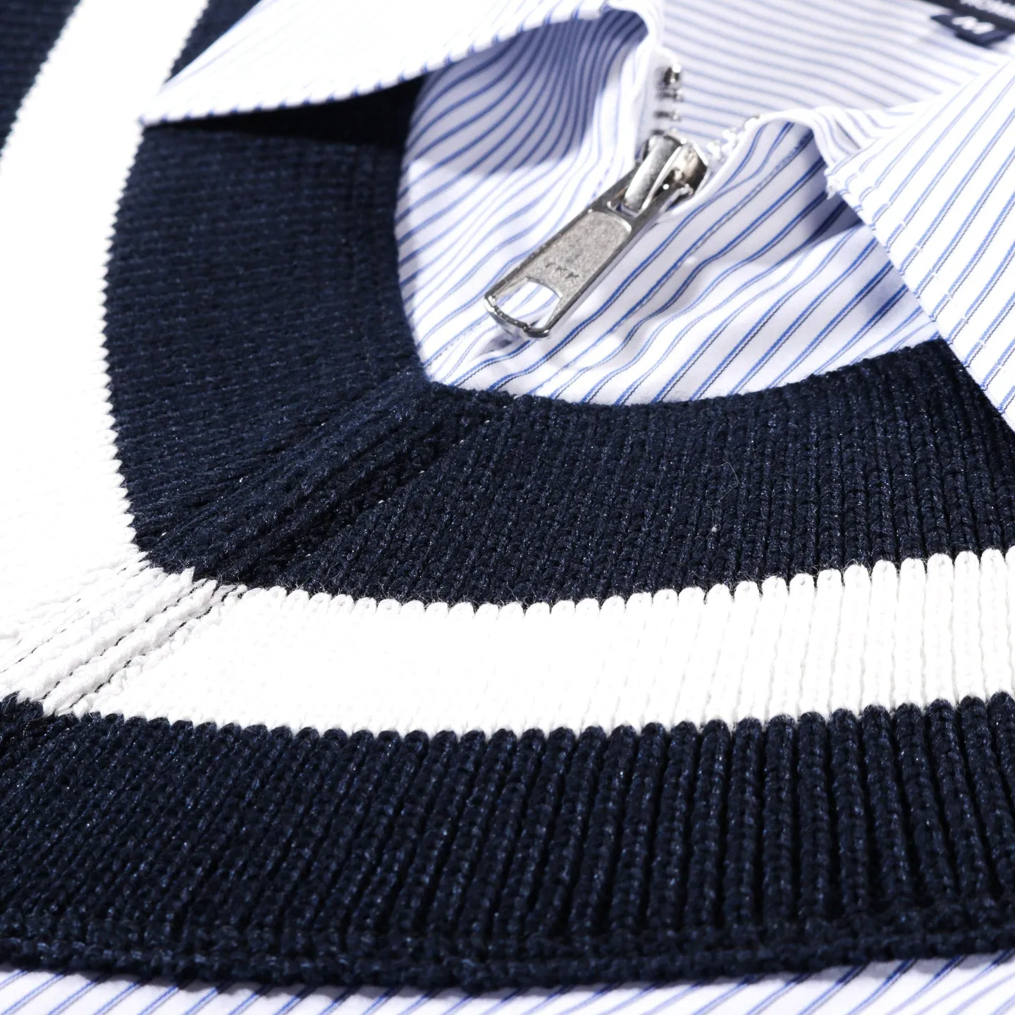 COMME DES GARCONS HOMME B003 ZIP SHIRT WHITE / NAVY