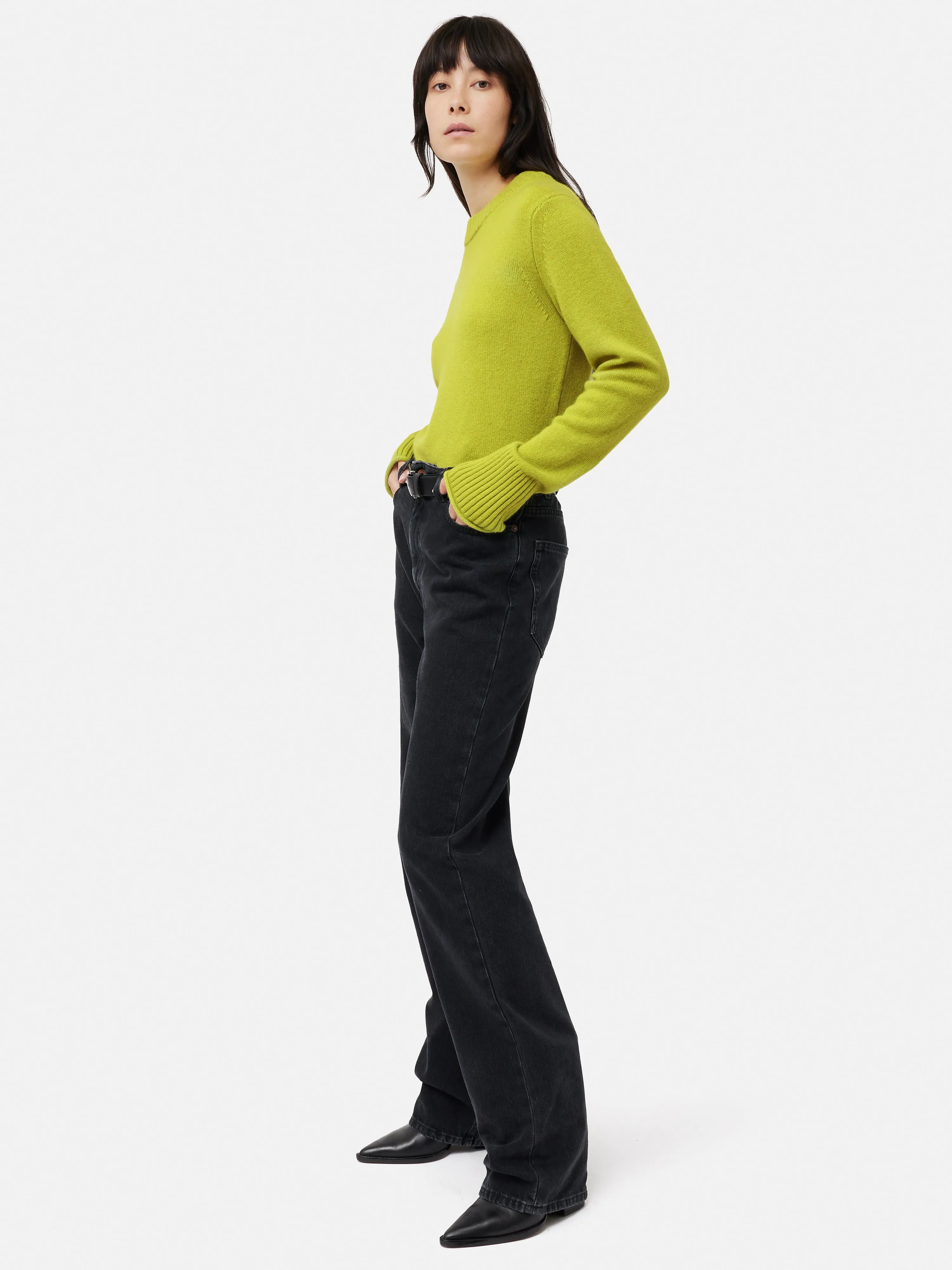 Compact Wool Cashmere Blend Jumper | Lime