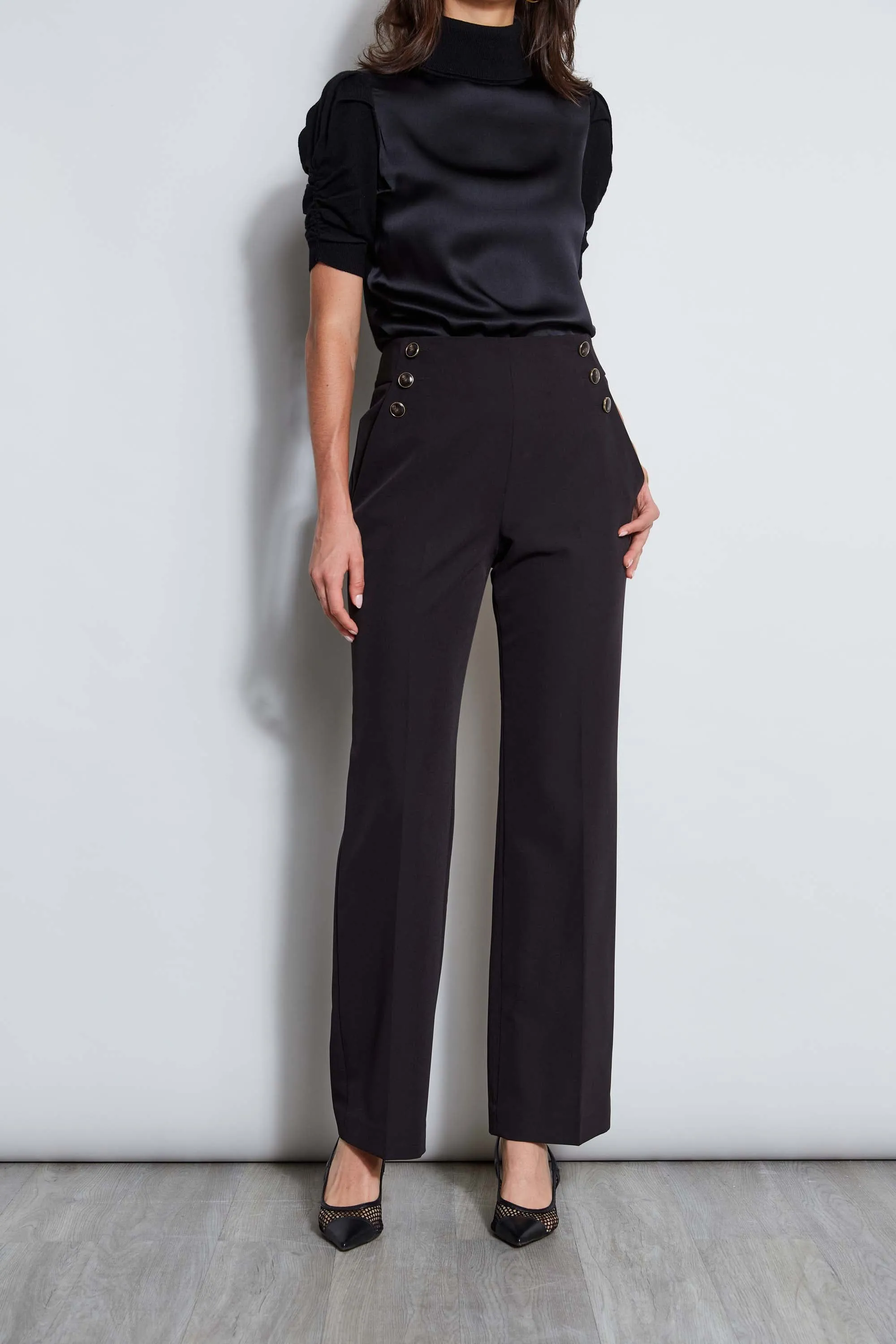 Crepe Button Pant