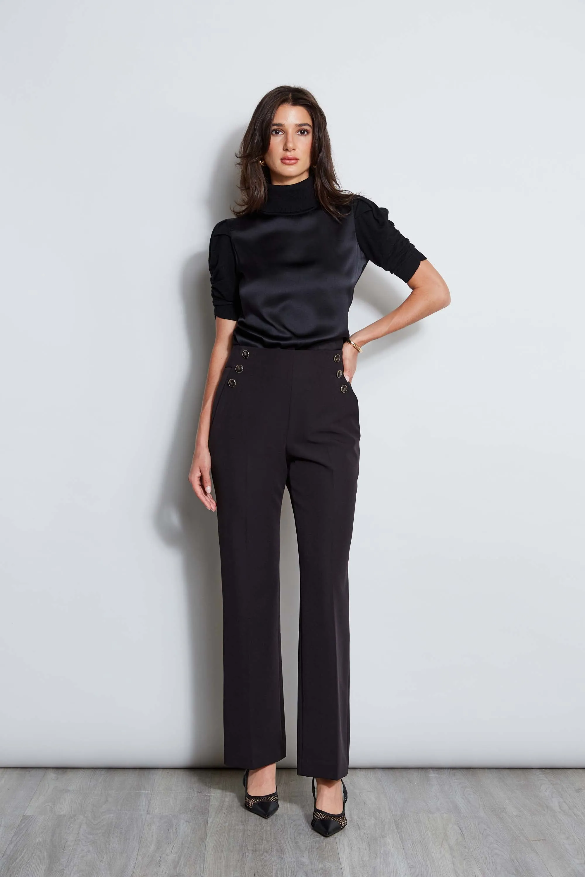 Crepe Button Pant