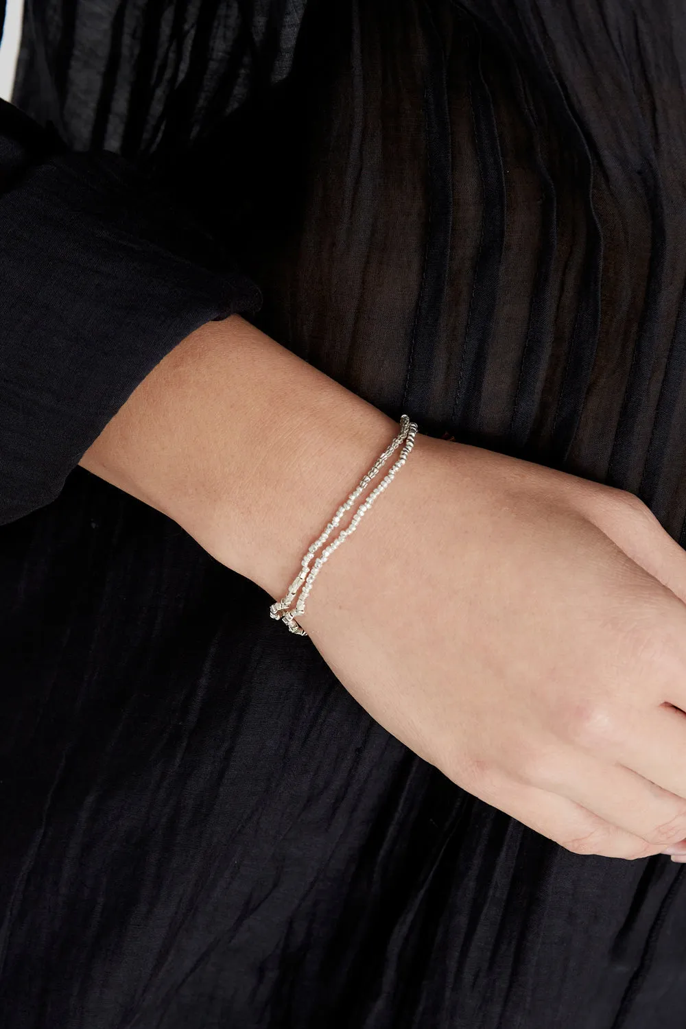 Cube Double Naked Wrap Bracelet Silver