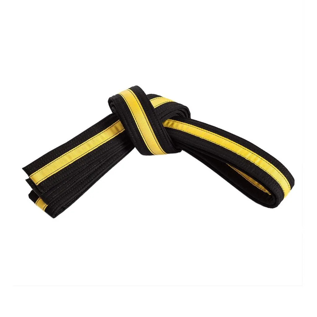 Double Wrap Striped Black Belt