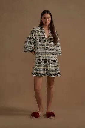 Estilo Emporio Cotton Aztec Simba Mini Dress - Natural/Black