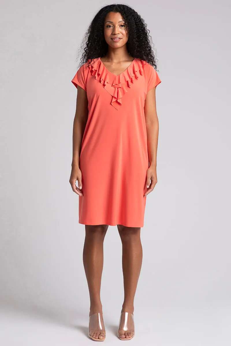 Flutter Dress Drop Shoulder | Coral