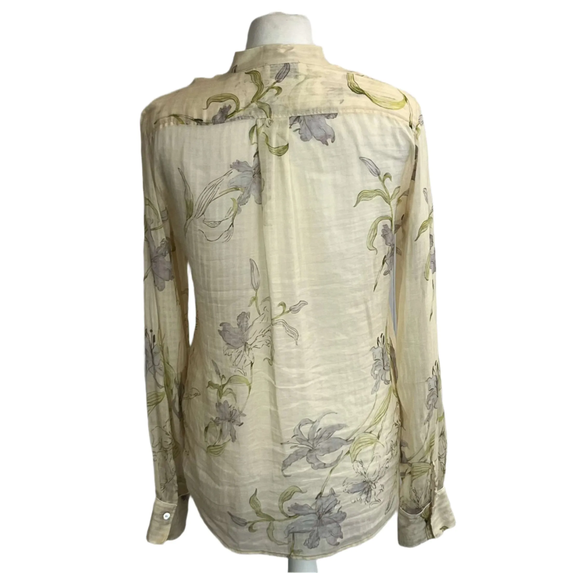 Forte Forte Cream Lily Print Cotton & Silk Shirt XS/S