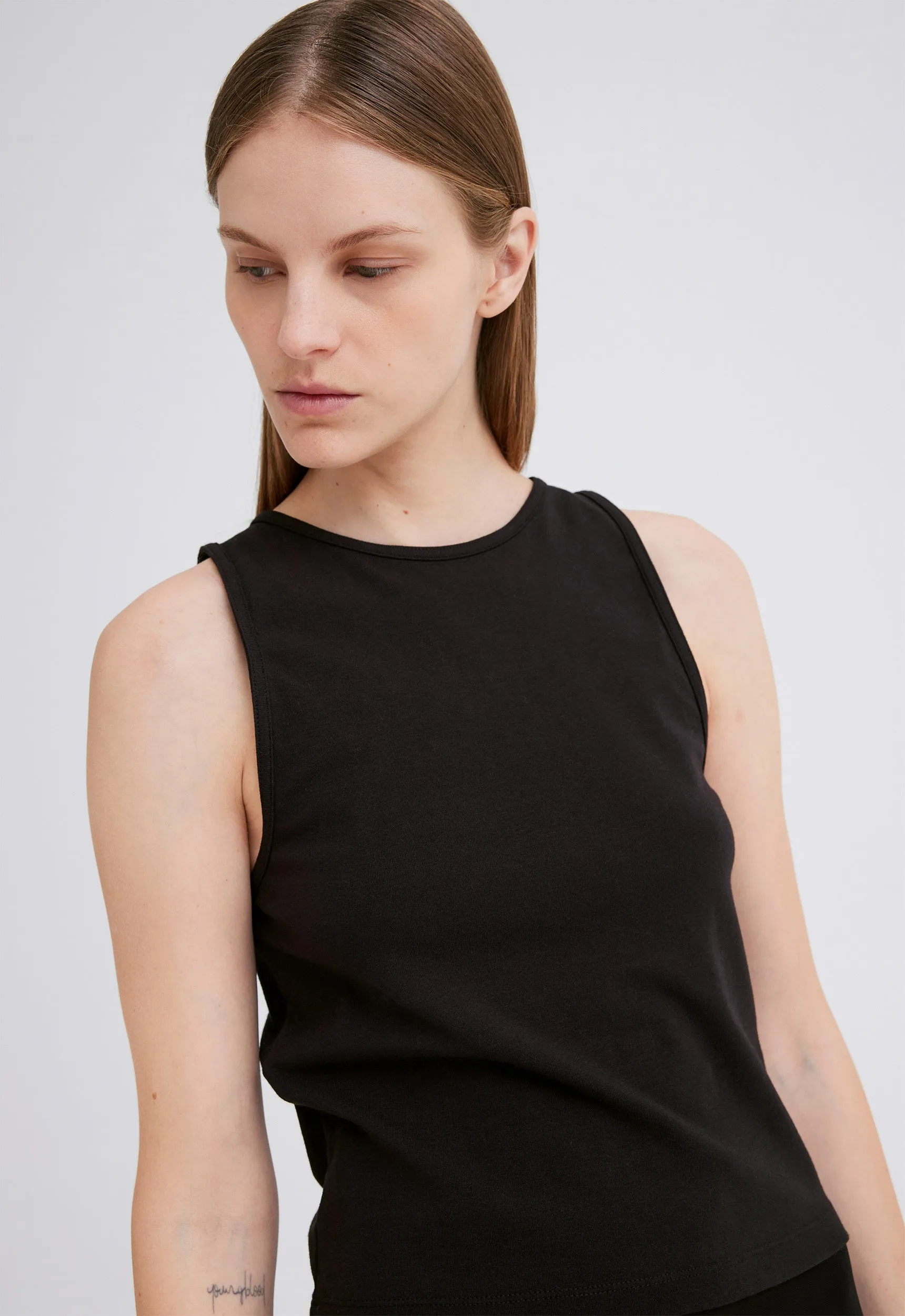 Foster Ribbed Cotton Tank - Black