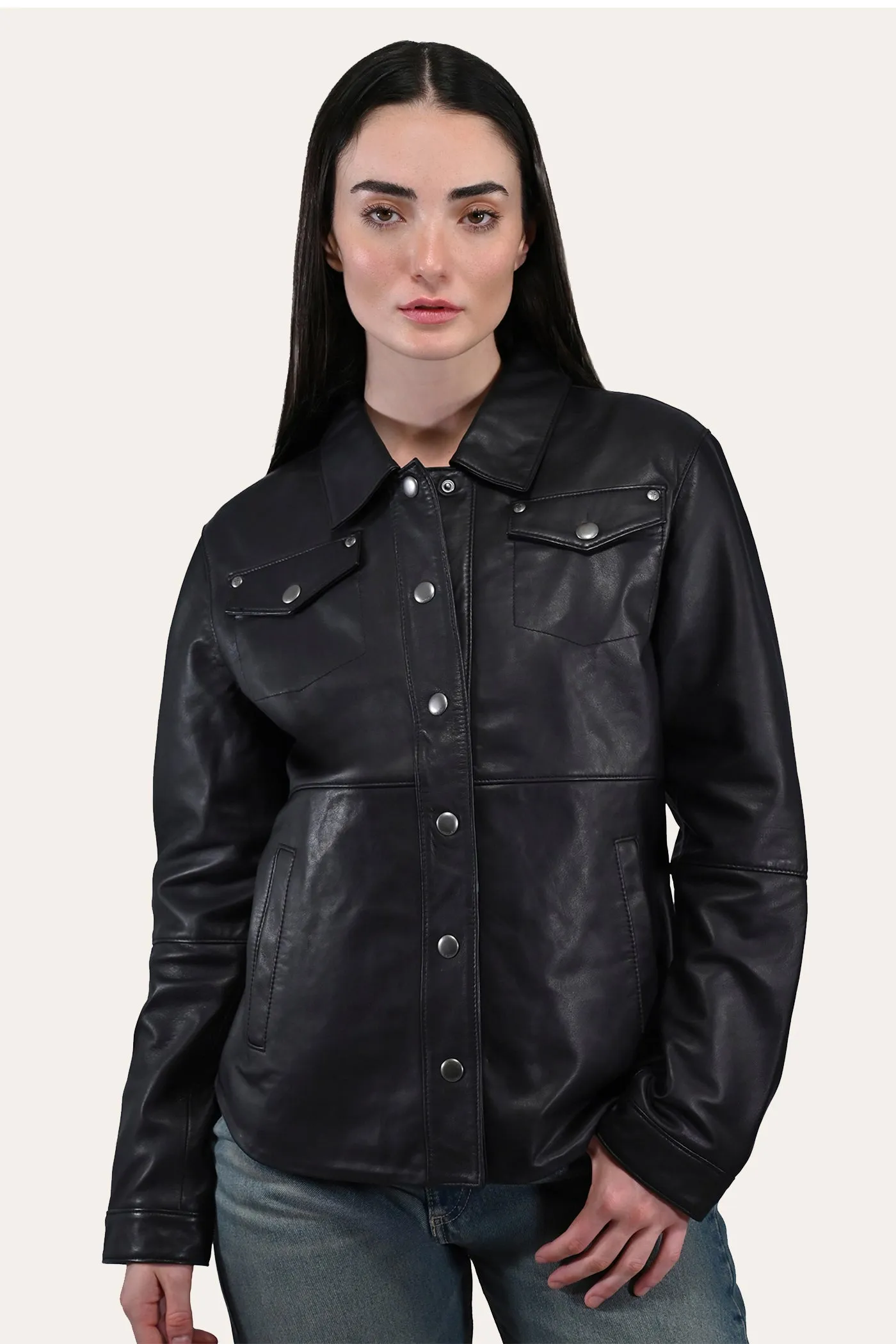 Frye Black Leather Shirt