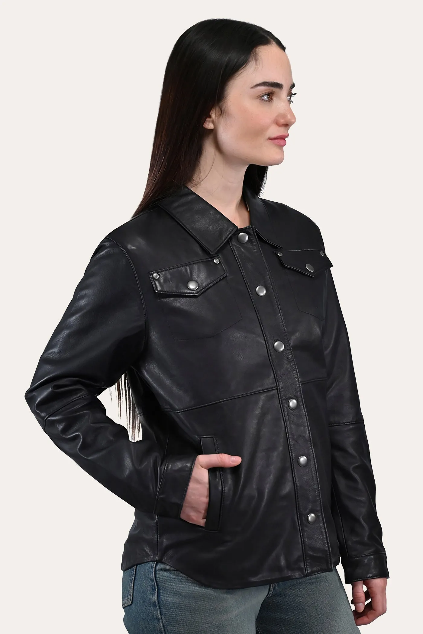 Frye Black Leather Shirt